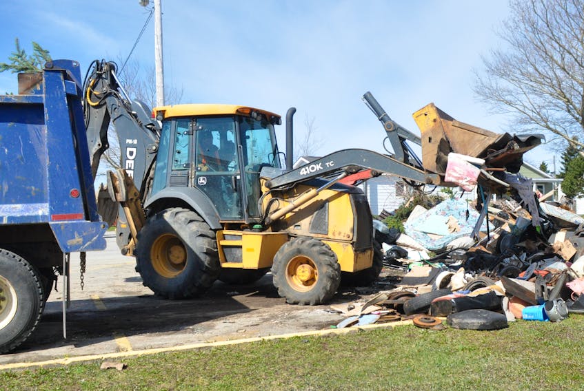 Just days after the Stephenville Lions Club went public with complaints about how people were using their property for dumping debris, members of the public works department of the Town of Stephenville were on site cleaning it up, as seen here on Wednesday morning. Henry Hedderson, Lions president, is hoping the cleanup will put an end to the problem that has been growing year to year. There were seven dump-truck loads of debris taken from the location.