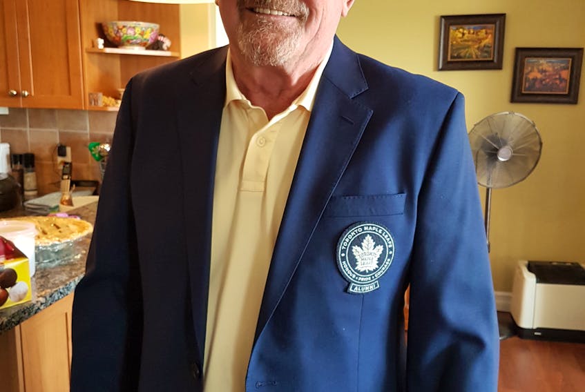 Joe Lundrigan is seen here wearing his Toronto Maple Leafs Alumni jacket. Lundrigan was hoping to come home to Corner Brook for Hockey Day in Canada but he won’t be able to return because he has an eye appointment with his retinologist on June 19 in Halifax.