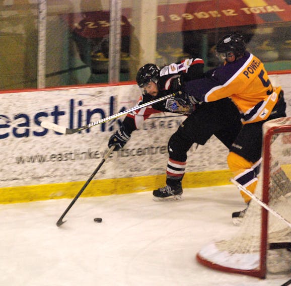 Jordan Kennedy is seen here competing for the Caribous against the Gander Flyers.