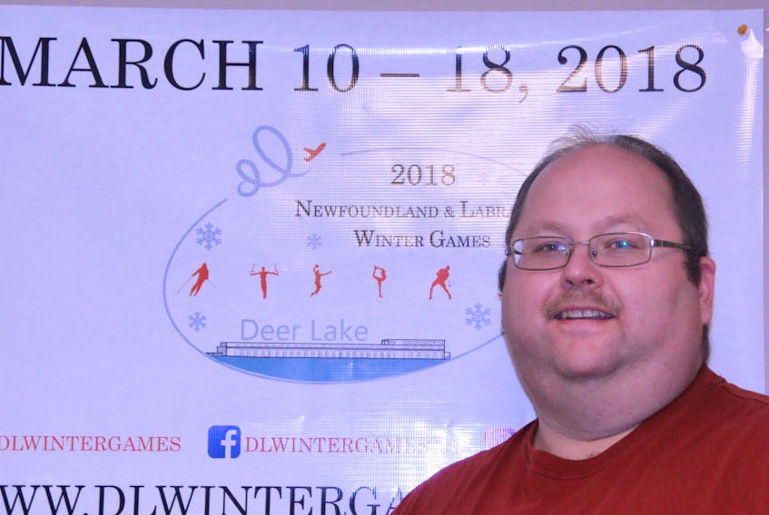 Brad Romaine, Games coordinator for the 2018 Newfoundland and Labrador Winter Games being held March 10-18 in Deer Lake, poses for a photo at his office Monday morning.