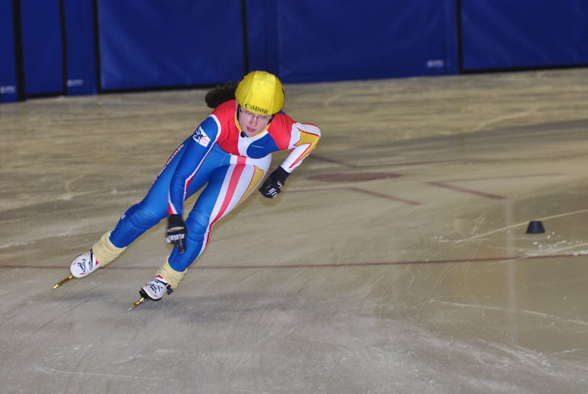 Rosemary Karn of the Humber Valley Speed Skating Club gets in a practice run at the Corner Brook Civic Centre earlier this week to prepare for the 2018 Atlantic Cup in Charlottetown, P.E.I., this weekend.