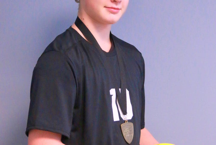 Aaron Rumbolt is a member of the Deer Lake club volleyball team that won gold at the Newfoundland and Labrador Volleyball Association Triple Ball West tournament.