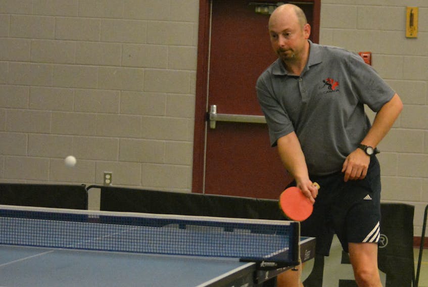 Barry Hicks having some fun at the table. Hicks, who lives in Carbonear, is trying to find a venue to form a table tennis club in Corner Brook, but he's had no luck yet.