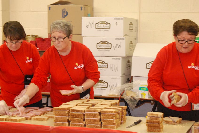 Rhonda Payne of Westons Catering prepares sub sandwiches for the athletes participating in the 2018 Newfoundland and Labrador Winter Games. Wednesday was changeover day at the Games as 619 more athletes converge on the airport town for the second half of the Games.