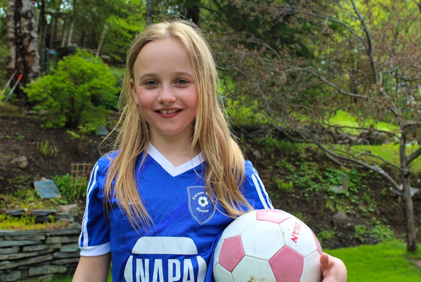 Submitted photo
Julie Walsh, a 10-year-old female soccer player in the Corner Brook minor soccer program, is excited about meeting new girls from the across the province when Corner Brook hosts an invitational Under-10 female soccer tournament this weekend at Wellington. The action gets underway today at 6 p.m.