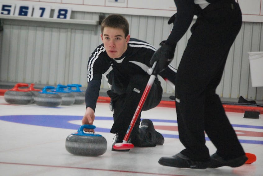 Stephenville native Kyle Barron is shown here in action at the 2017 provincial junior curling championships in this Star file photo.