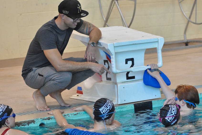 Olympic swimmer Brent Hayden shared his knowledge of the sport and some tricks he uses while training with some of this region's young hopefuls at a Brent Hayden Swim Camp hosted by the Corner Brook Rapids at the Arts and Culture Centre pool in Corner Brook over the weekend.
