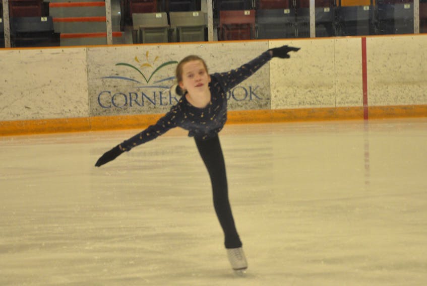 Jenna Cammie of the Corner Brook Silver Blades Skating Club gets in some practice Tuesday afternoon at the Corner Brook Civic Centre.