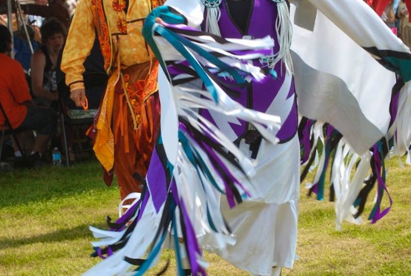 Julia Blanchard of Shallop Cove in St. George’s, head female dancer for this year’s 11th annual Bay St. George Powwow in Flat Bay, is seen dancing in this file photo.