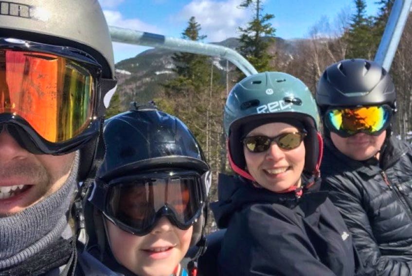 More than 3,500 ski visitors took advantage of an open Marble Mountain on Easter weekend. Of that 3,500, this group was eager to take advantage. They are (from left) Brad Luther, Gavin Luther, Rayna Luther and Donny Burden.