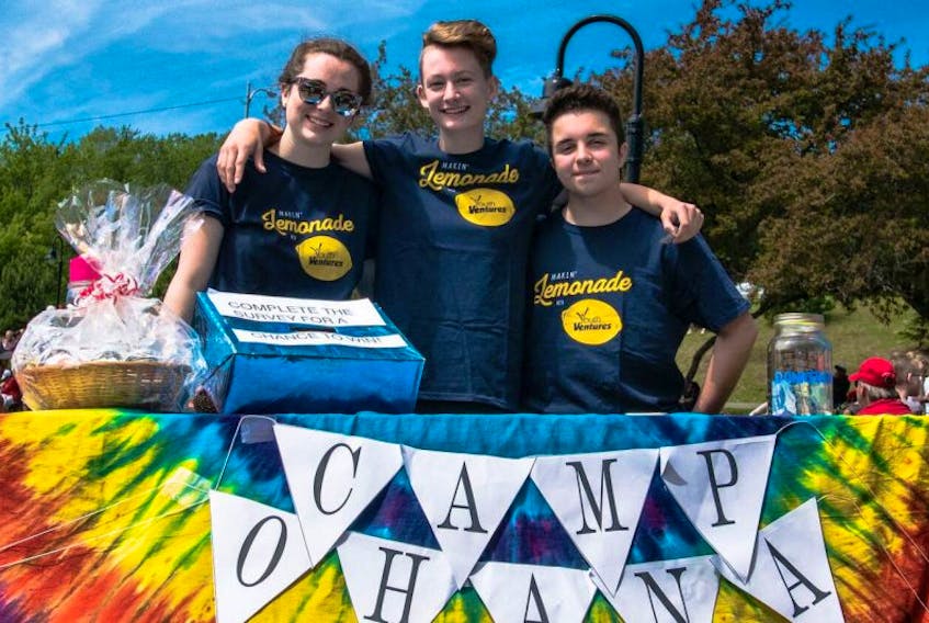 A trio of young people from the west coast are organizing the first summer camp in western Newfoundland for LGBTQ+ youth. They are, from left, Madison Dicks, Jessie Lawrence and Vinn Elliot.