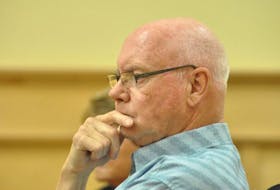 Oral Clarke is seen in provincial court in Corner Brook on Monday afternoon prior to the start of his sentencing hearing on charges of possession of child pornography and child luring.