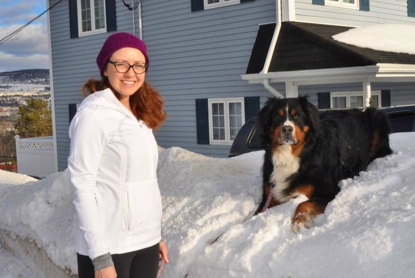Laura Casey Foss and Zulu, her four-year-old Bernese mountain dog, like to embrace winter and spend as much time as they can outside. Casey Foss, a local psychologist, says doing so can help beat the winter blues.