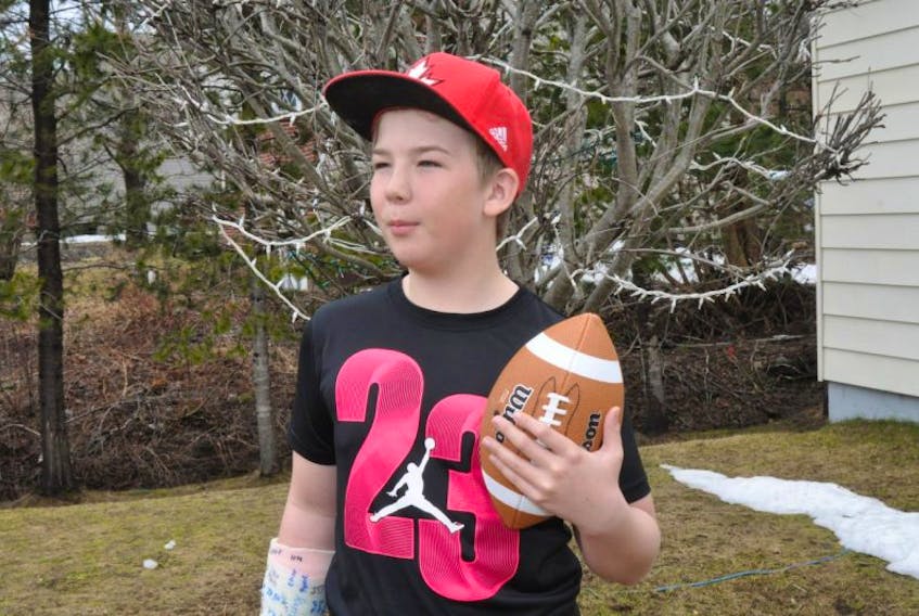 Carter Burton of Irishtown-Summerside is an Ottawa Redblacks fan and one of the excited youth in the area who is looking forward to playing tackle football this summer.
