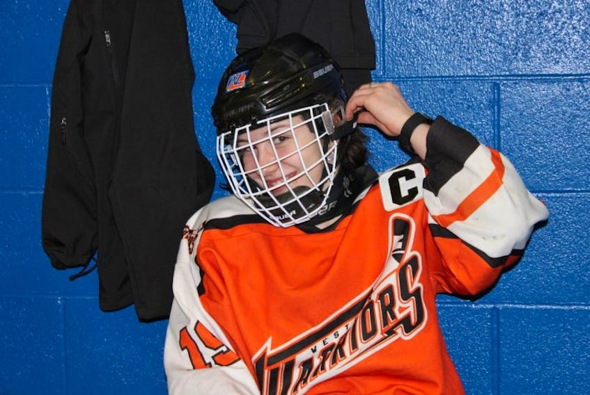 Kailey Genge, a 14-year-old product of the Straits minor hockey system, is hoping to lead the Western Warriors to gold at the 2017 provincial AAA bantam female hockey championship this weekend at the Glovertown Arena.