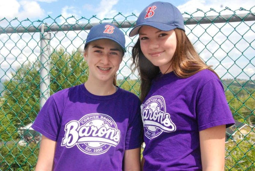 The Corner Brook Barons will play host to the provincial 14U female baseball championship this weekend in Corner Brook with six teams joining the host squad in the quest for a gold medal. Two of the players who are anxious to hit the diamond for the weekend tournament are Olivia Porter, left, and Megan Allen.