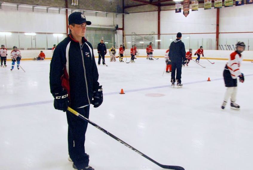 Brayden Ryan was one of the instructors at the Juan Strickland hockey school held at the Kinsmen Arena II in Corner Brook this past week. Ryan is heading off to training camp with the Pictou County Weeks Crushers of the Maritime Junior Hockey League.