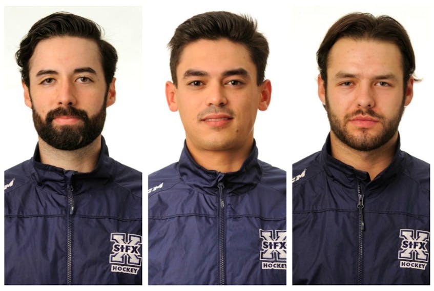 St. Francis Xavier X-Men hockey players Santino Centorame, Adam Laishram and Daniel Robertson lost their condo in a June 19, 2020 fire in Antigonish. (CONTRIBUTED)