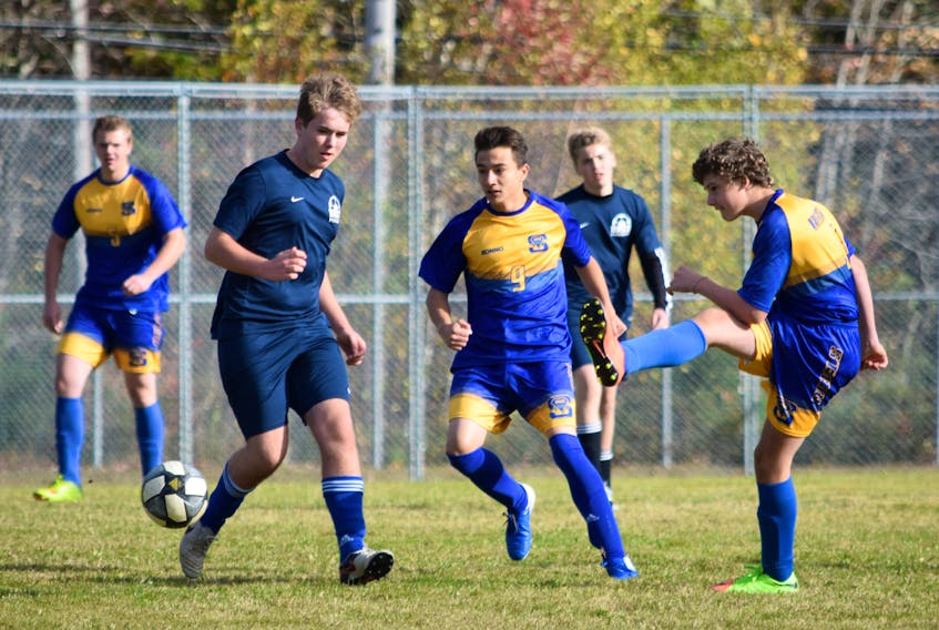 The Shelburne Rebels tangled with Bridgetown for the NSSAF Western Region Division 3 Boys Soccer championship on Oct. 19. The Rebels won the championship game 7-1 for the banner.
