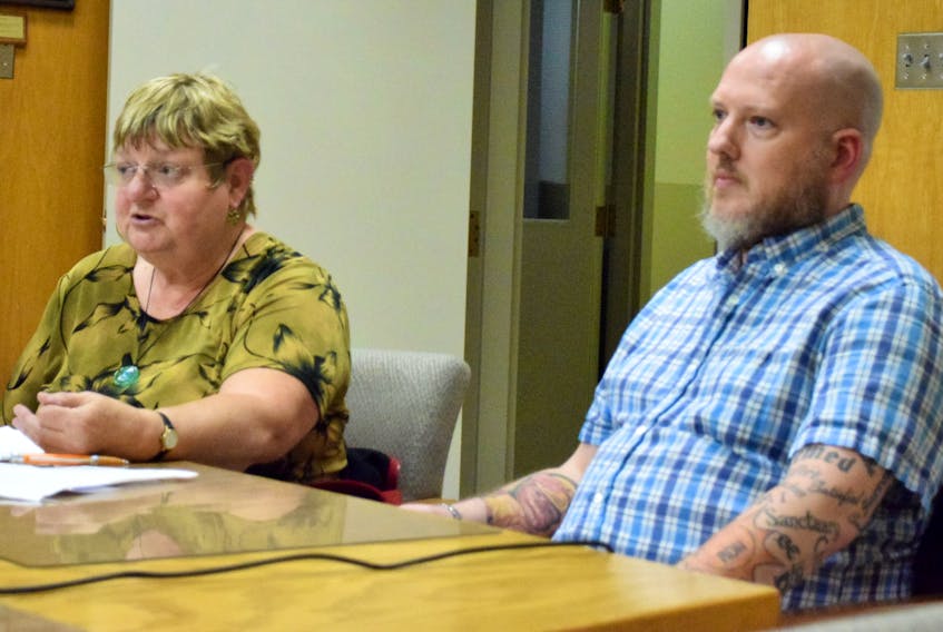 Marilyn Johnston secretary of the Shelburne County Mental Health and Wellness Association and chair Kevin Grant talk about the new warm line started this summer and plans to expand the service during a presentation to the Municipality of Barrington’s Committee of the Whole on Oct. 15