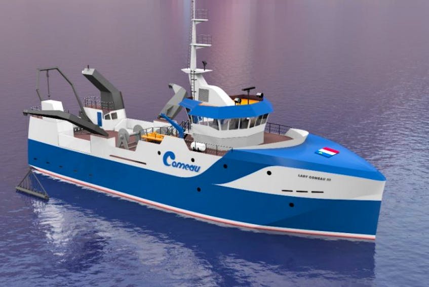 A conceptual model of the frozen-at-sea scallop-fishing vessel Comeau’s Sea Foods is planning to have built.