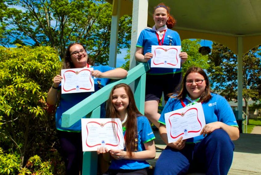 Pathfinders Emma Doucette, Nikki Nickerson, Madison George,  and Torri Boudreau recently received their Canada Cord, the highest award possible for a Pathfinder. Leaders in Yarmouth County are recruiting volunteers and members in Shelburne County.