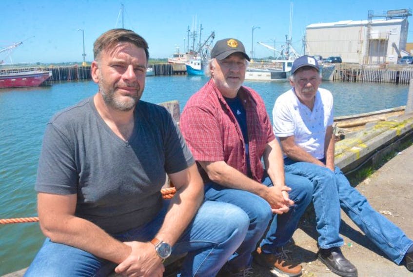 Colin Sproul, Bernie Berry and Vincent Goreham speaking on behalf of local fishing organizations say the lobster industry needs to be better organized to deal with issues like an at-sea monitoring proposal.
