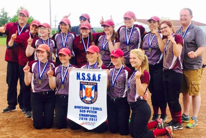 YCMHS GIRLS SOFTBALL: The Yarmouth Consolidated Memorial High School girls team won the NSSAF Division 1 Girls Slo-Pitch 2016-2017 Provincial Championship.