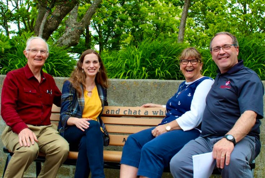 The new buddy bench is located on the west observation deck at Frost Park.