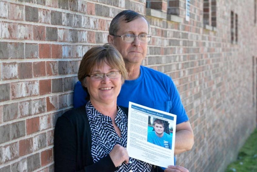 Stephen LeBlanc’s parents Peter and Heather are very appreciative to everyone who has helped them raise money for a bursary in their son’s name. He died in an automobile collision in September 2014.