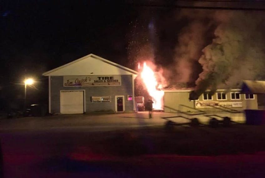 Chuck's Diner on the Hardscratch Road in Yarmouth County was gutted by an early morning Aug. 29 fire. This photo was taken around 5:20 a.m. as the fire department was also arriving on the scene.