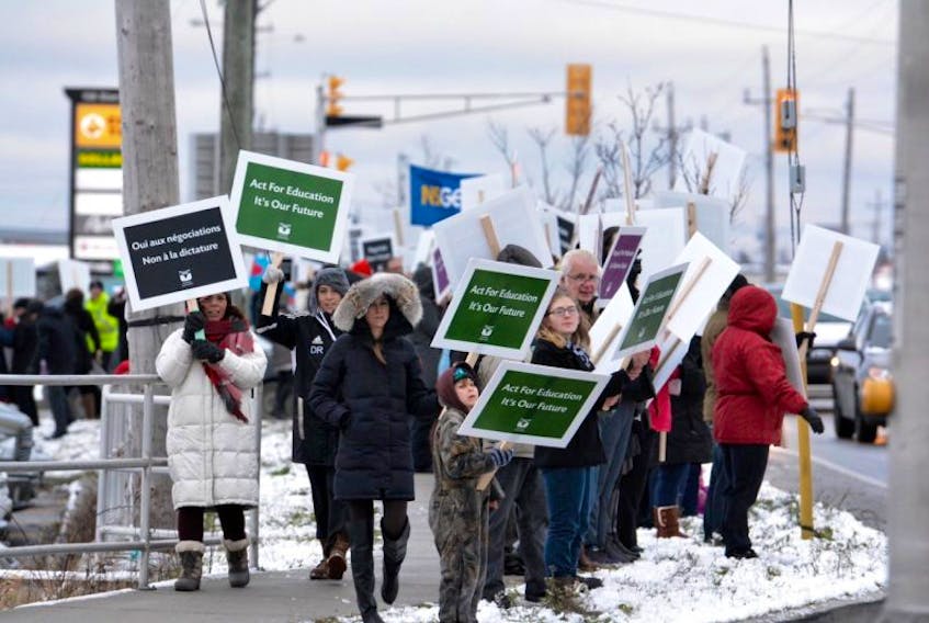 NSTU teachers held a rally on Starrs Road in Yarmouth on Dec. 6. A tentative agreement has now been reached.