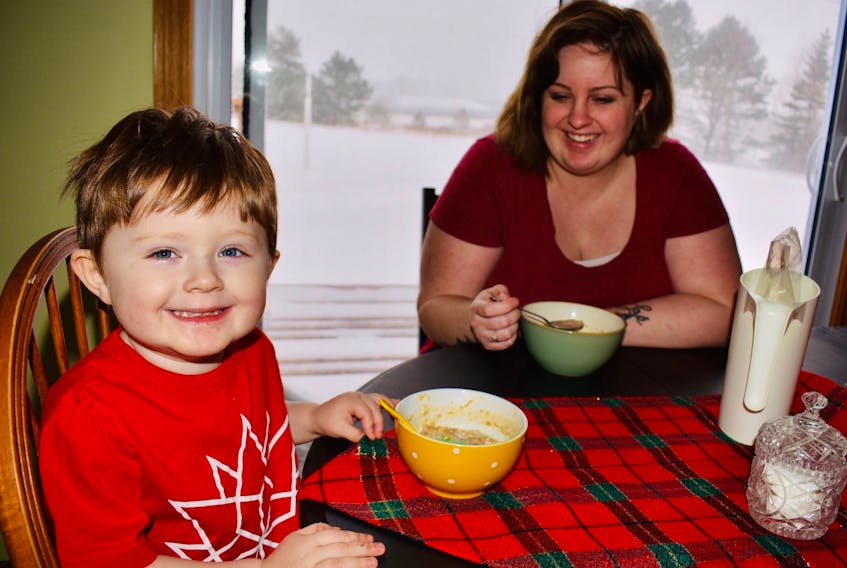 To celebrate Robbie Burns Day, Baille Arseneau and her son Simon of Sydney are enjoying a delicious bowl of porridge on a cold wintery day. Baille’s grandmother Effie Ferguson is a member of the Homeville Women’s Institute and her two great-grandmothers, Annie MacQueen and Edith Ferguson, were founding members of this community-minded organization. CONTRIBUTED